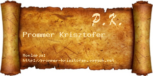 Prommer Krisztofer névjegykártya